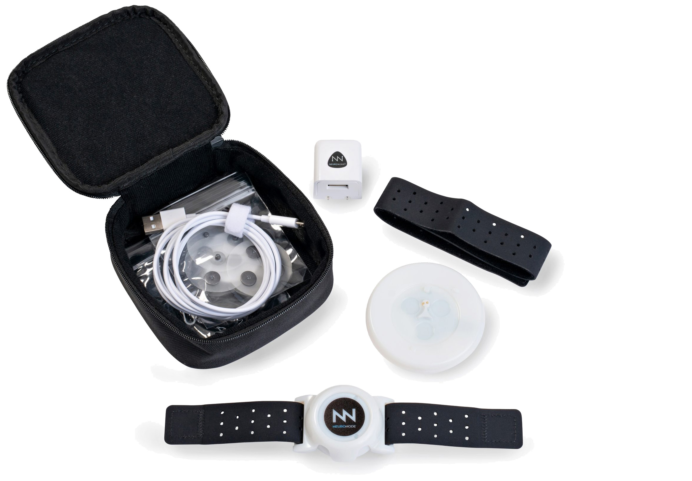 NeuroNode on strap with case and accessories