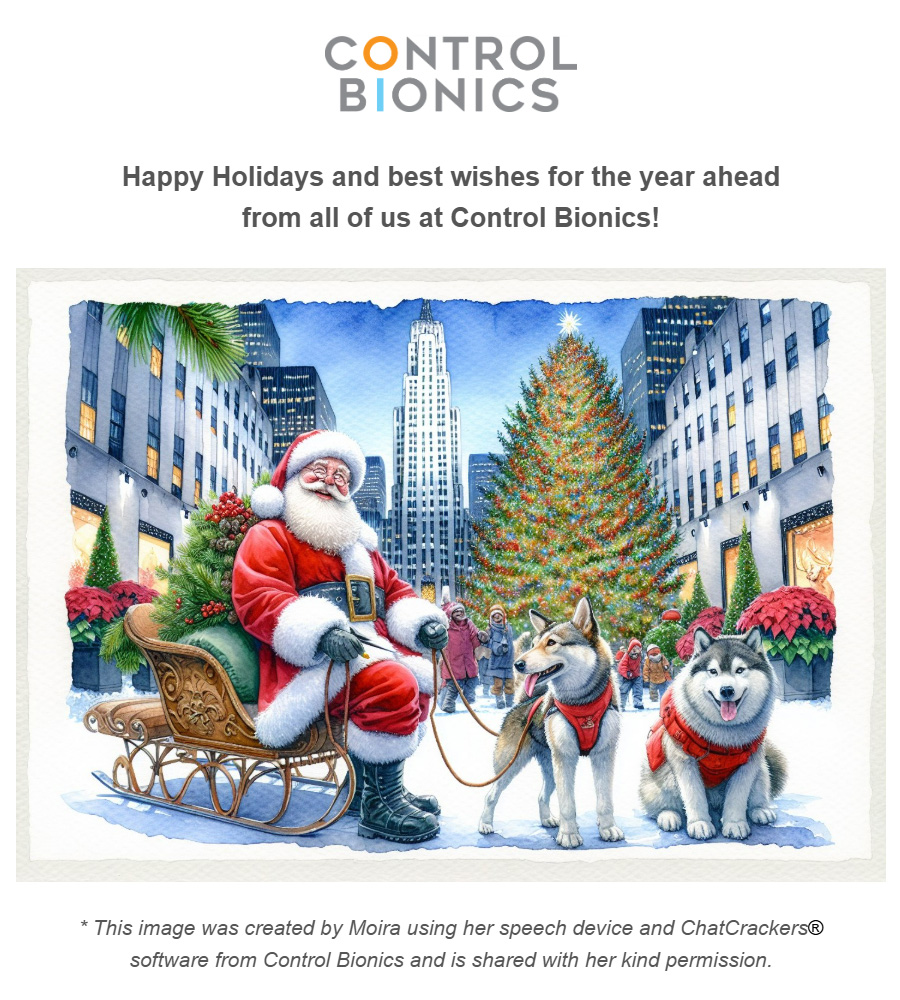 Control Bionics Holiday Card 2024 with artwork by Moira